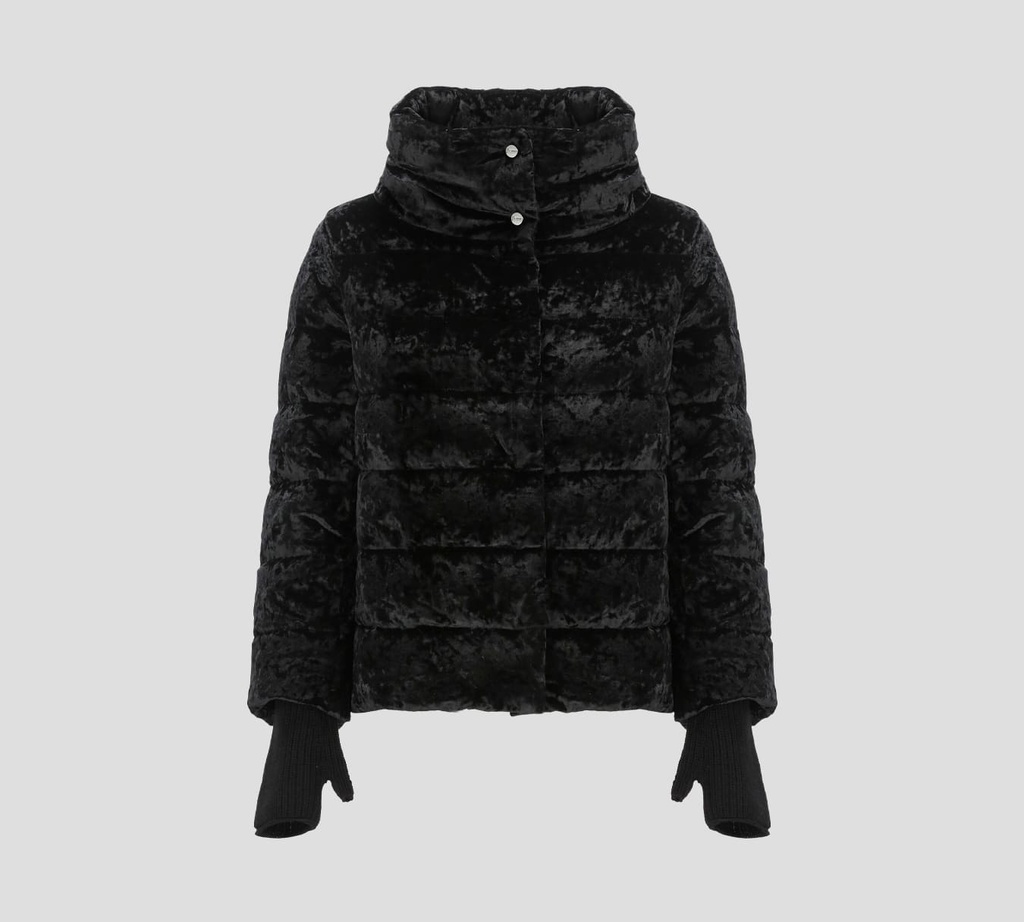 Herno - CHAQUETA PUFFER DE TERCIOPELO CON MANGAS EXTENSIBLES A GUANTINES Y CUELLO ALTO