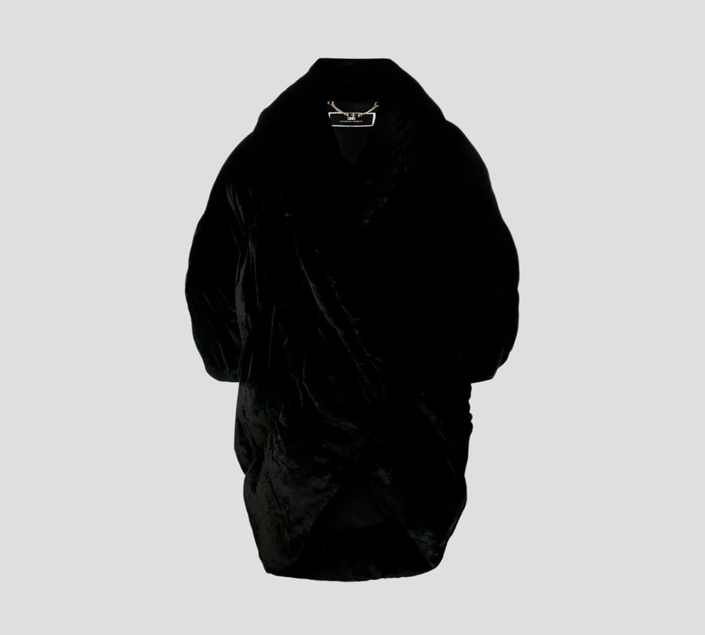 Elisabetta Franchi - ABRIGO ACOLCHONADO EN TERCIOPELO CON MANGAS MURCIÉLAGO