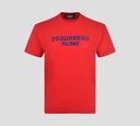 Dsquared2 - FRANELA ROJA CUELLO REDONDO CON LOGO EN RELIEVE TEXTURIZADO EN GAMUZA