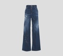 Dsquared2 - BLUE JEAN ANCHO CORTE ALTO CON SALPICADO DE PINTURA
