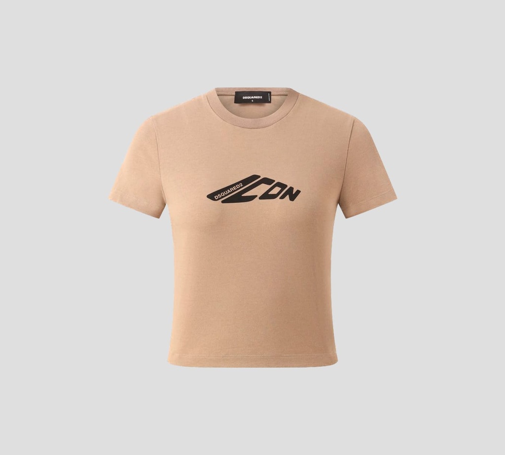Dsquared2 - FRANELA ICON MARRON CUELLO REDONDO DE TALLE CORTO