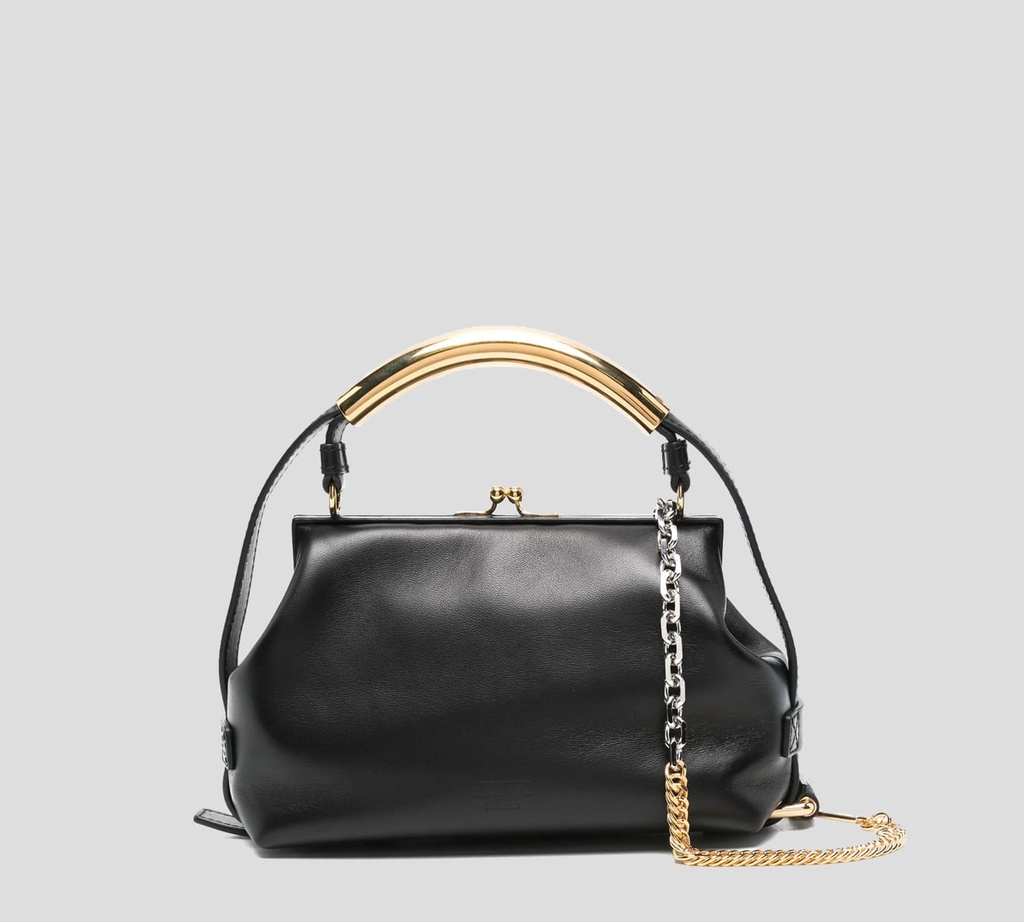 Moschino - CARTERA DE MANO CON ASA Y CADENA DORADA CERRADA A BROCHE CRUZADO
