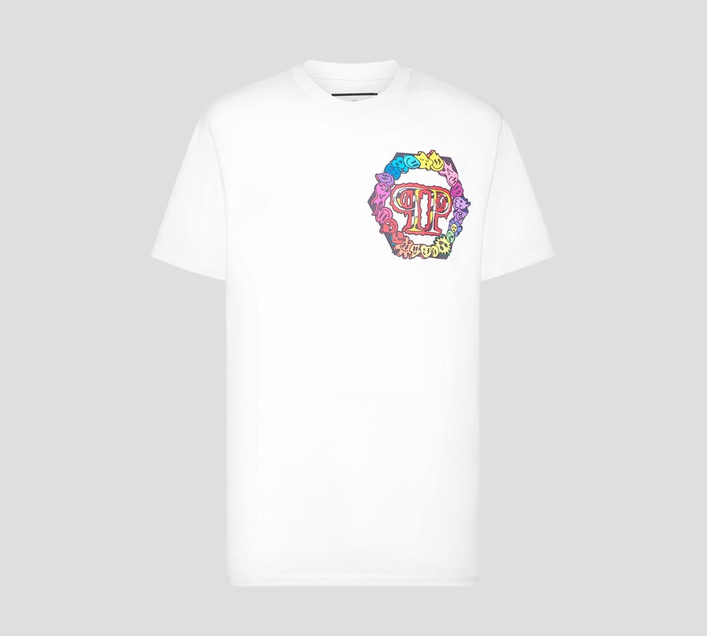 Philipp Plein - FRANELA CUELLO REDONDO CON ESTAMPADO MULTICOLOR SOBRE EL PECHO