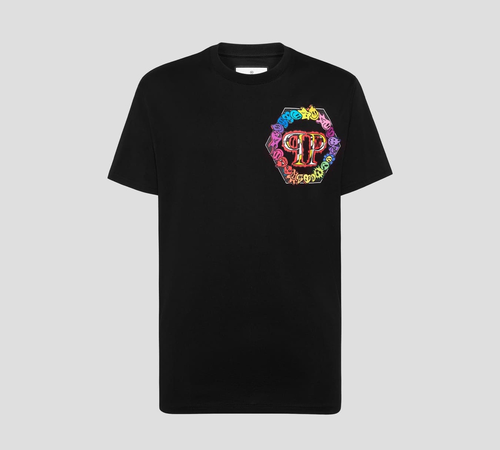 Philipp Plein - FRANELA CUELLO REDONDO CON ESTAMPADO MULTICOLOR SOBRE EL PECHO