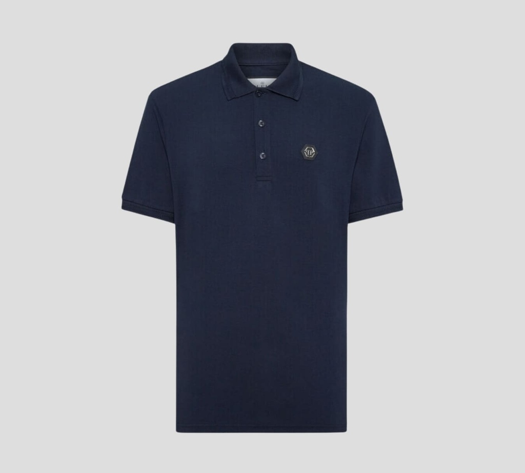 Philipp Plein - POLO UNICOLOR CLÁSICA CON SELLO DISTINTIVO SOBRE EL PECHO