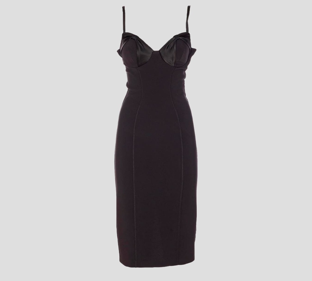 Elisabetta Franchi - VESTIDO CEÑIDO EN CREPÉ CON LAZOS DE SATÉN
