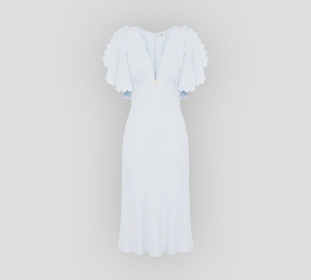 Elisabetta Franchi - VESTIDO SUELTO EN TELA DE CREPÉ POR DEBAJO DE LA RODILLA