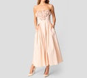 Elisabetta Franchi - VESTIDO EN GABARDINA CON ROSAS BORDADAS SOBRE ESCOTE