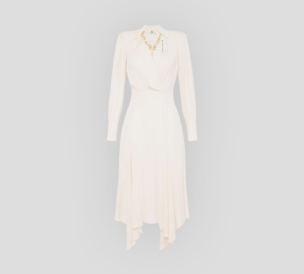 Elisabetta Franchi - VESTIDO MANGA LARGA SUELTO CON PAÑUELO Y CADENA