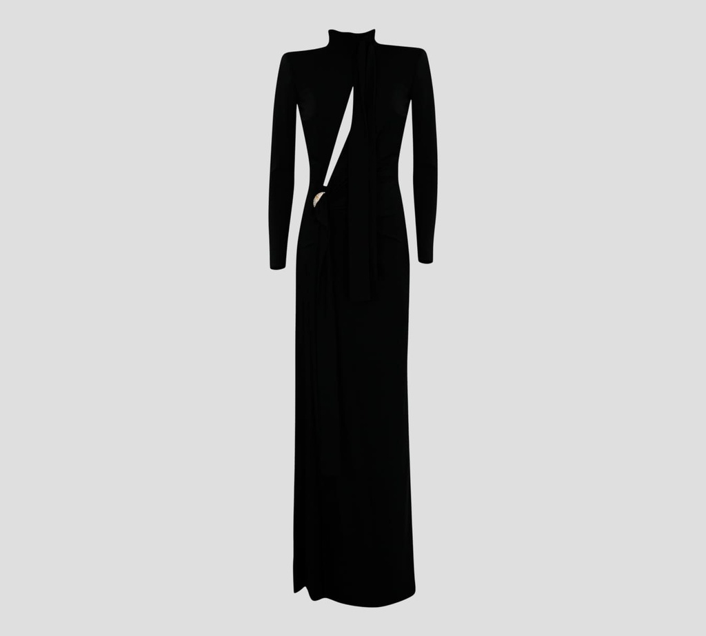 Elisabetta Franchi - VESTIDO LARGO CON ESCOTE AMPLIO EN ESPALDA Y CUELLO ALTO