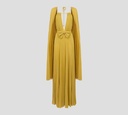 Elisabetta Franchi - VESTIDO VERDE CON LAZO Y BROCHE DORADO