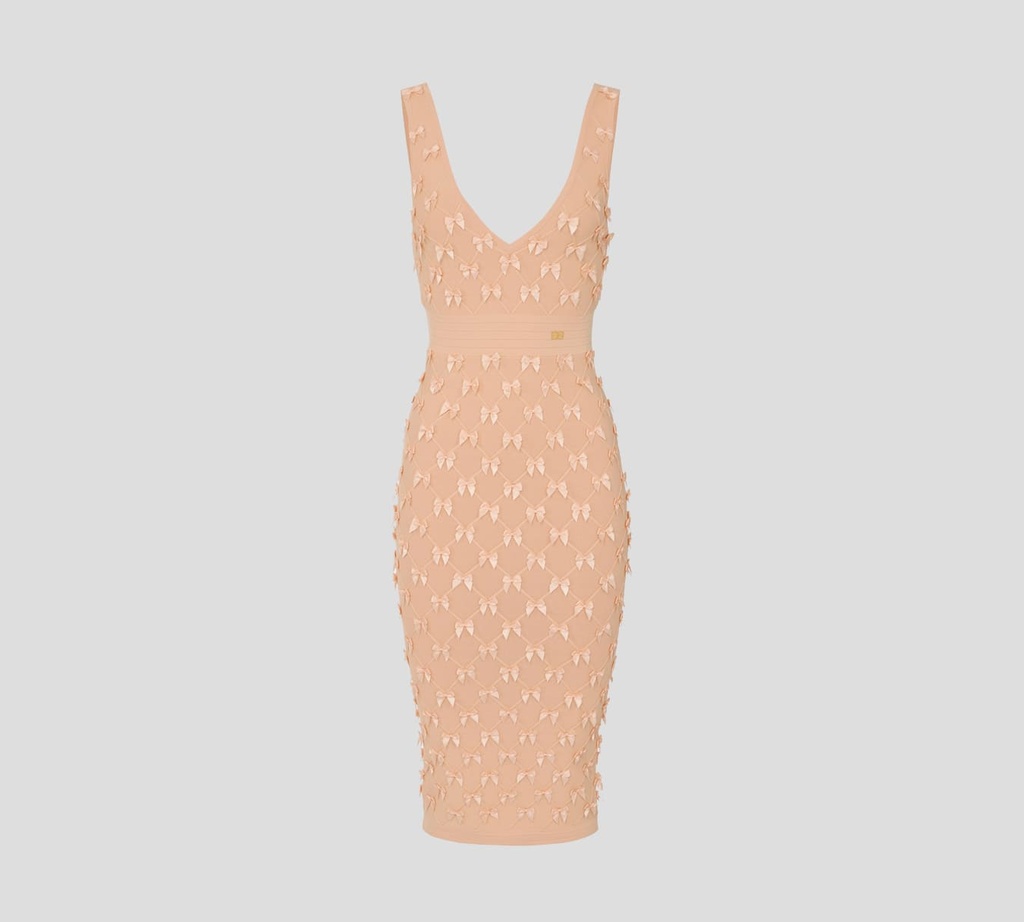 Elisabetta Franchi - VESTIDO MIDI EN VISCOSA DE PUNTO ELÁSTICO CON LAZOS