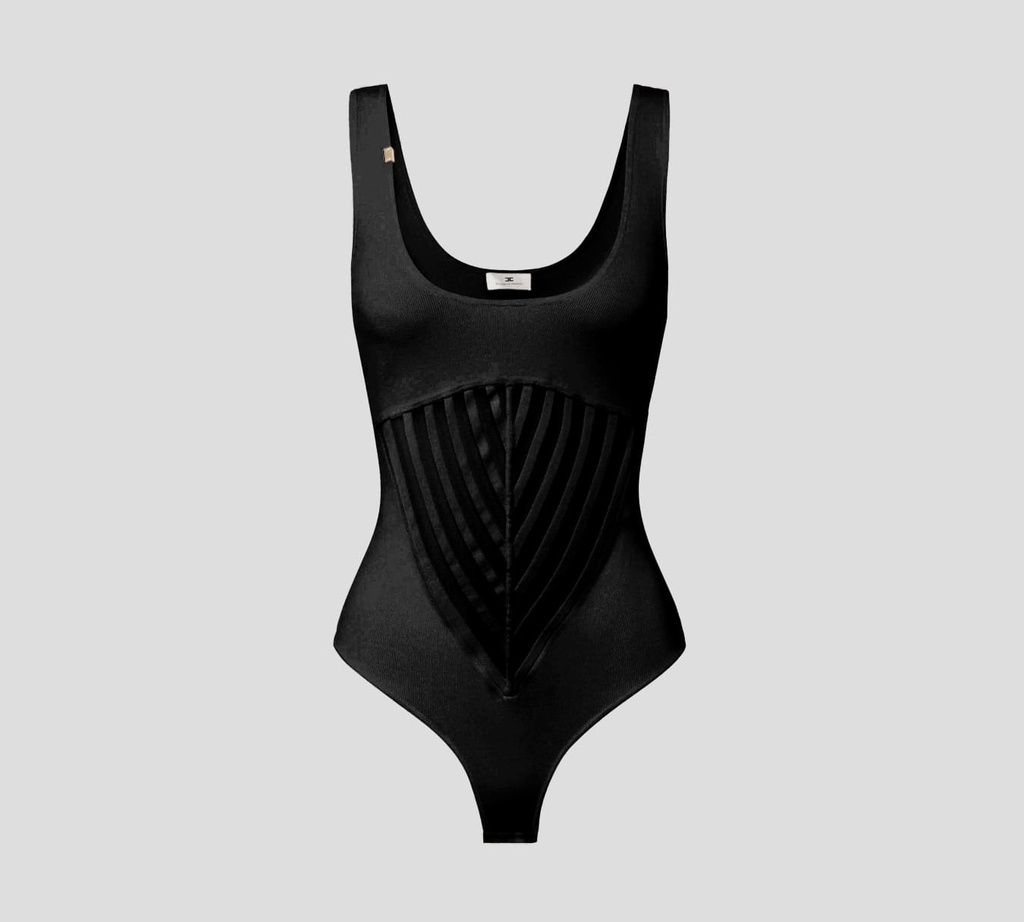 Elisabetta Franchi - BODY SIN MANGAS EN VISCOSA CON TRANSPARENCIAS
