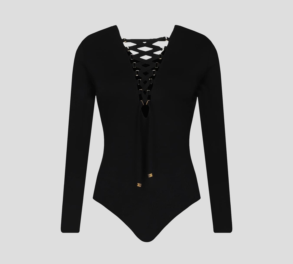 Elisabetta Franchi - BODY NEGRO CON TRENZADO