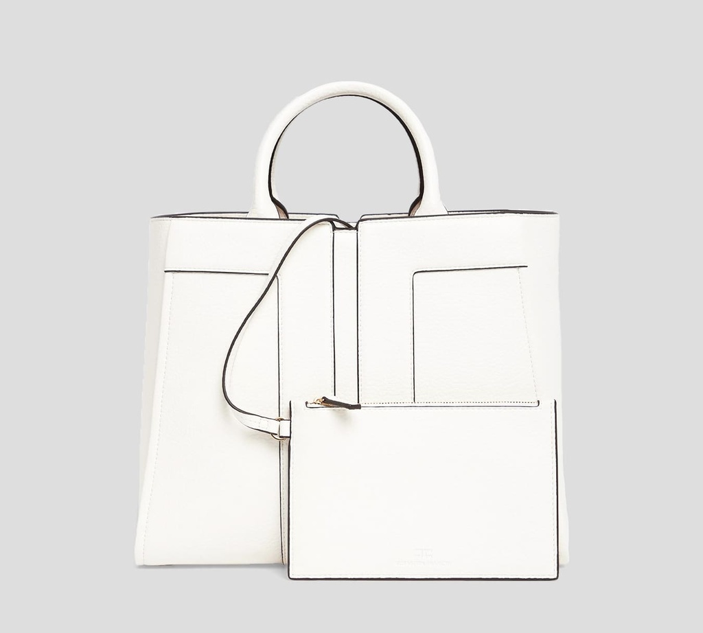Elisabetta Franchi - CARTERA GRANDE EN CUERO SINTÉTICO CON LOGO EN RELIEVE Y TIRA REMOVIBLE