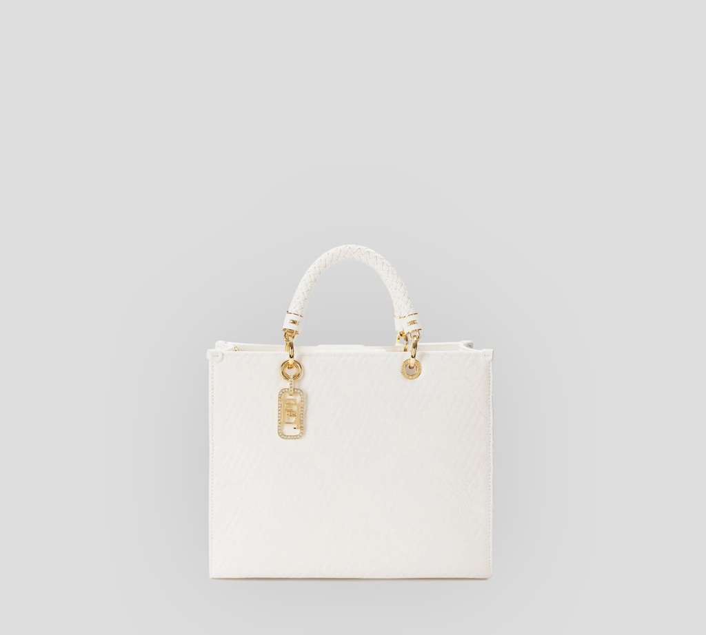 Elisabetta Franchi - CARTERA BLANCA PEQUEÑA TEXTURIZADA