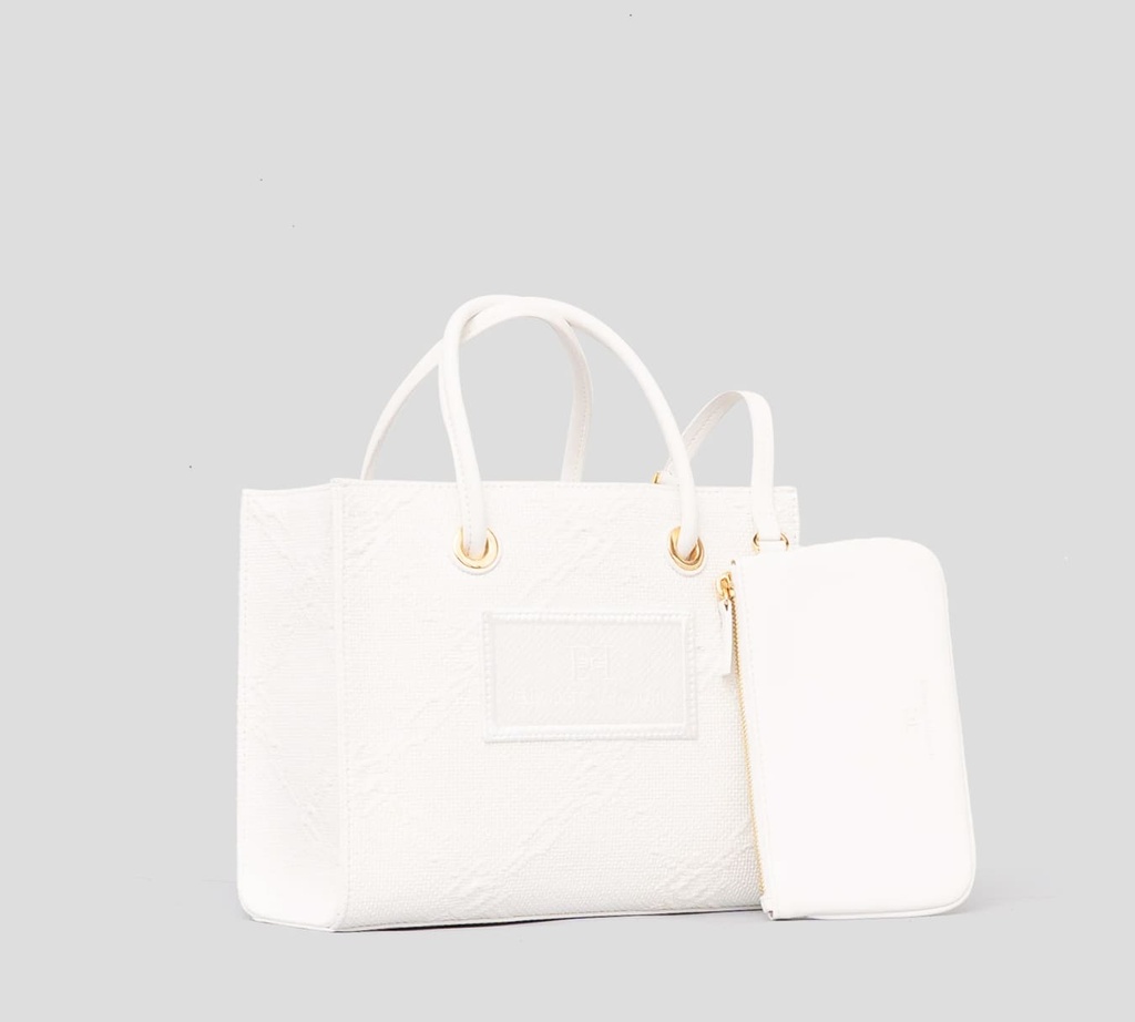 Elisabetta Franchi - CARTERA CUADRADA PEQUEÑA TEXTURIZADA CON PATRÓN BORDADO