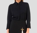 Elisabetta Franchi - BLUSA CORTA MANGA LARGA CON LOGO BORDADO