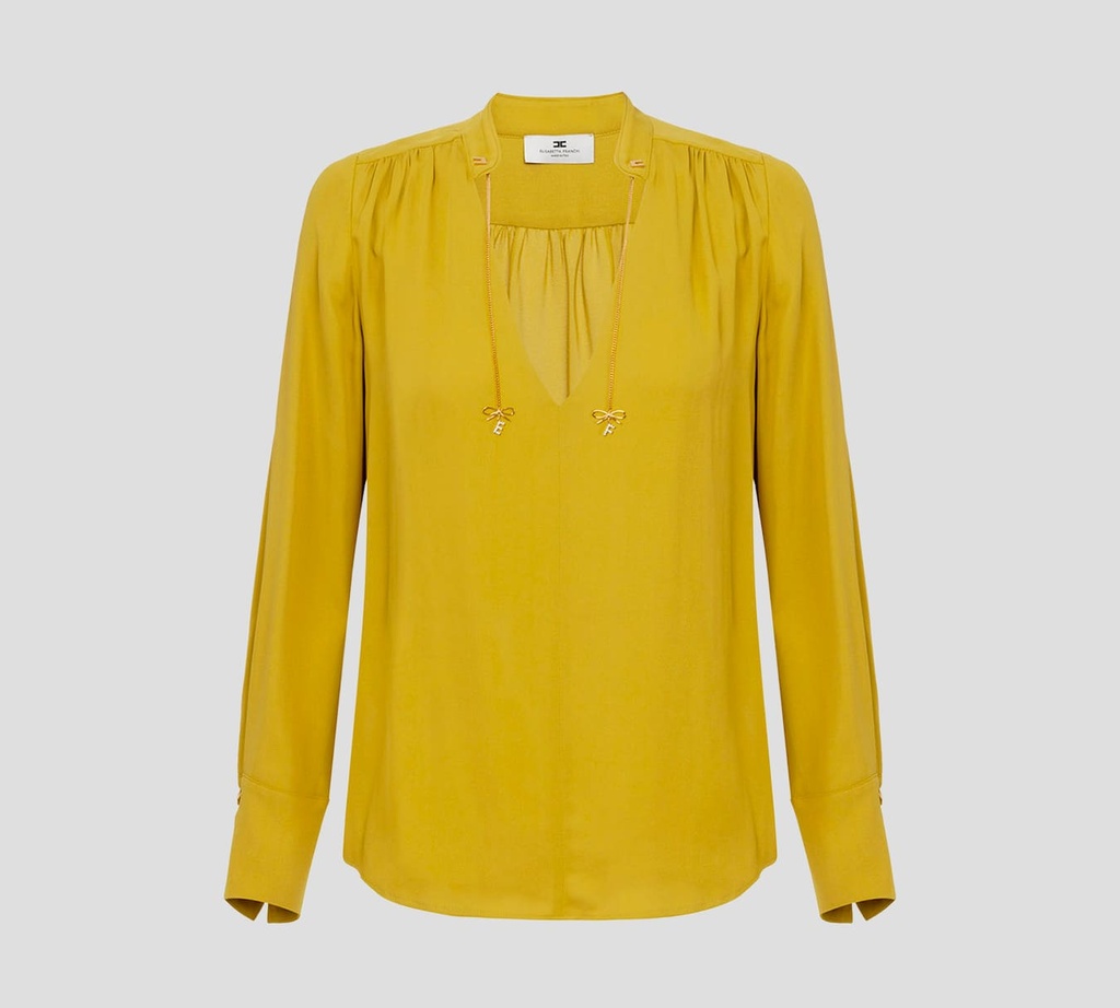 Elisabetta Franchi - BLUSA CUELLO EN "V" CON DETALLE DE CADENA