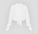 Elisabetta Franchi - BLUSA CORTA MANGA LARGA CON BRILLANTES Y NUDO