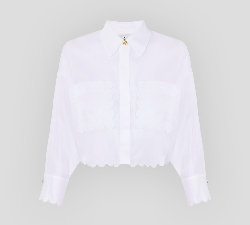 Elisabetta Franchi - BLUSA MANGA LARGA CORTA CON ACABADOS EN ONDA