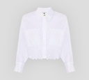 Elisabetta Franchi - BLUSA MANGA LARGA CORTA CON ACABADOS EN ONDA