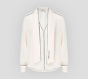 Elisabetta Franchi - BLUSA CON CUELLO EN "V", BUFANDA Y BORDES EN CONTRASTE