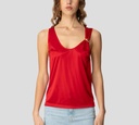 Elisabetta Franchi - BLUSA ROJA CON PIN DORADO