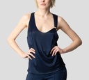 Elisabetta Franchi - BLUSA SIN MANGAS DE JERSEY BRILLANTE CON PIN DORADO