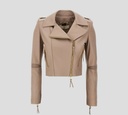 Elisabetta Franchi - CHAQUETA DE CUERO BIKER CON COSTURAS CONTRASTANTES