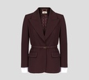Elisabetta Franchi - BLAZER DE LANA FRÍA CON COSTURAS EN CONTRASTE Y CINTURÓN