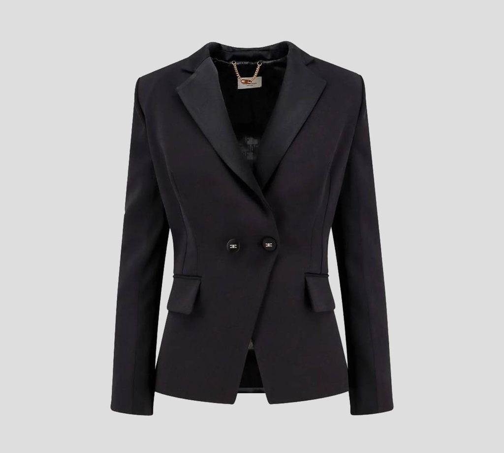 Elisabetta Franchi - BLAZER NEGRO CON SOLAPA BRILLANTE