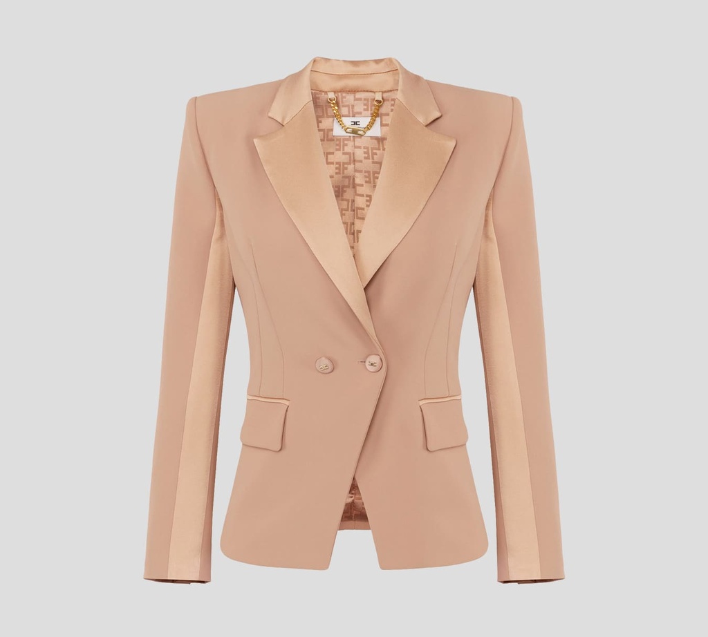 Elisabetta Franchi - BLAZER CON SOLAPA SATINADA CERRADO A DOBLE BOTÓN