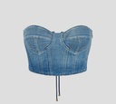 Elisabetta Franchi -TOP BUSTIER DE DENIM STRAPLESS