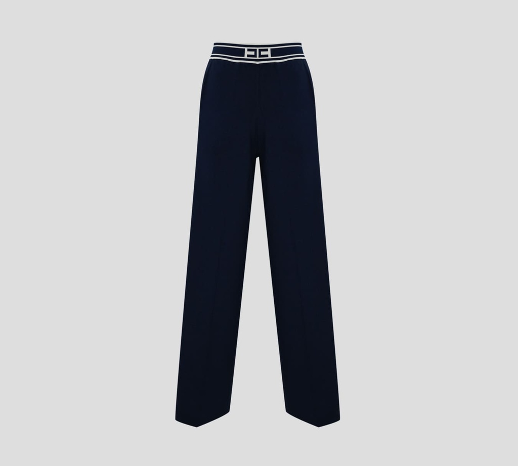 Elisabetta Franchi - MONO AZUL CON FRANJAS BLANCAS