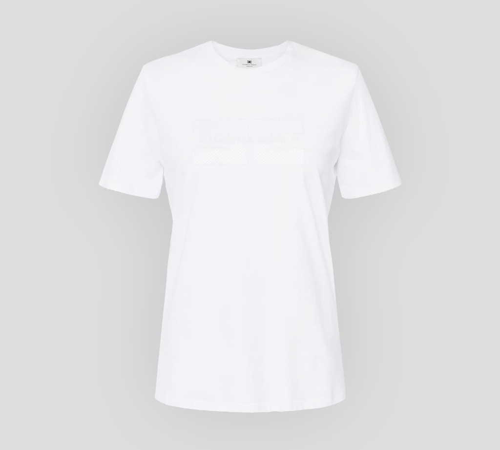 Elisabetta Franchi - FRANELA BLANCA CON LOGO EN PEDRERIA