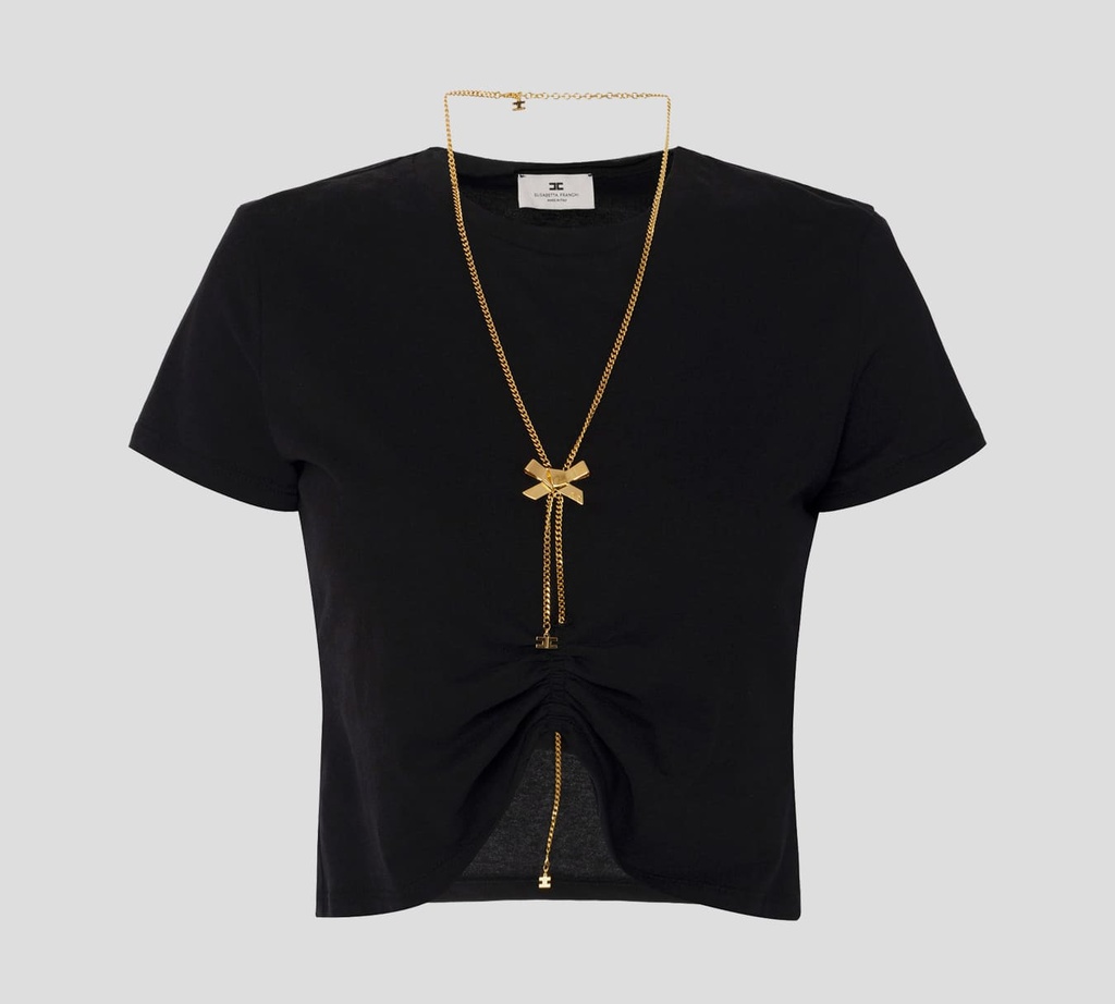 Elisabetta Franchi - CROP TOP CON CADENA INCLUIDA Y FRUNCIDO FRONTAL
