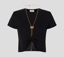 Elisabetta Franchi - CROP TOP CON CADENA INCLUIDA Y FRUNCIDO FRONTAL