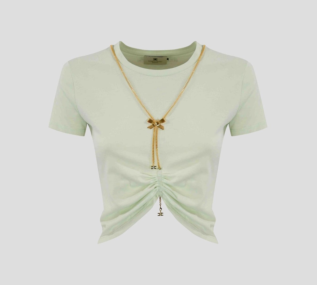 Elisabetta Franchi - CROP TOP CON CADENA INCLUIDA Y FRUNCIDO FRONTAL