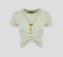 Elisabetta Franchi - CROP TOP CON CADENA INCLUIDA Y FRUNCIDO FRONTAL