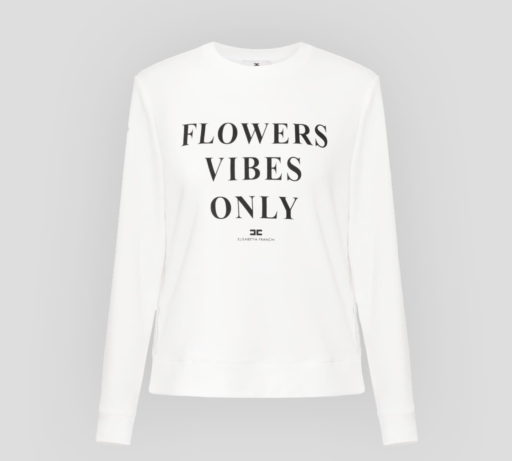 Elisabetta Franchi - SWEATER DE ALGODÓN MODAL CON ESTAMPADO FRONTAL