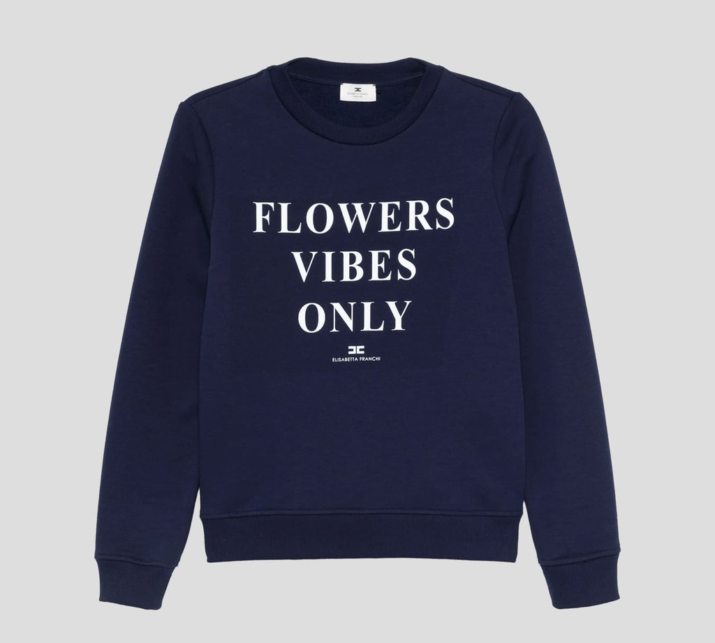 Elisabetta Franchi - SWEATER DE ALGODÓN MODAL CON ESTAMPADO FRONTAL