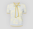 Elisabetta Franchi - BLUSA JACQUARD CON LAZO DE BUFANDA Y ESTAMPADO FLORAL