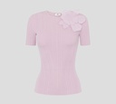 Elisabetta Franchi - BLUSA DE CANALÉ CON FLOR EN EL CUELLO