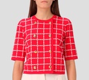 Elisabetta Franchi - BLUSA ROJA CON PATRON DE LOGO BLANCO DESABROCHABLE