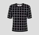 Elisabetta Franchi - BLUSA JACQUARD MANGA CORTA CON PATRÓN DE LOGO