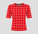 Elisabetta Franchi - BLUSA ROJA CON PATRON DE LOGO BLANCO
