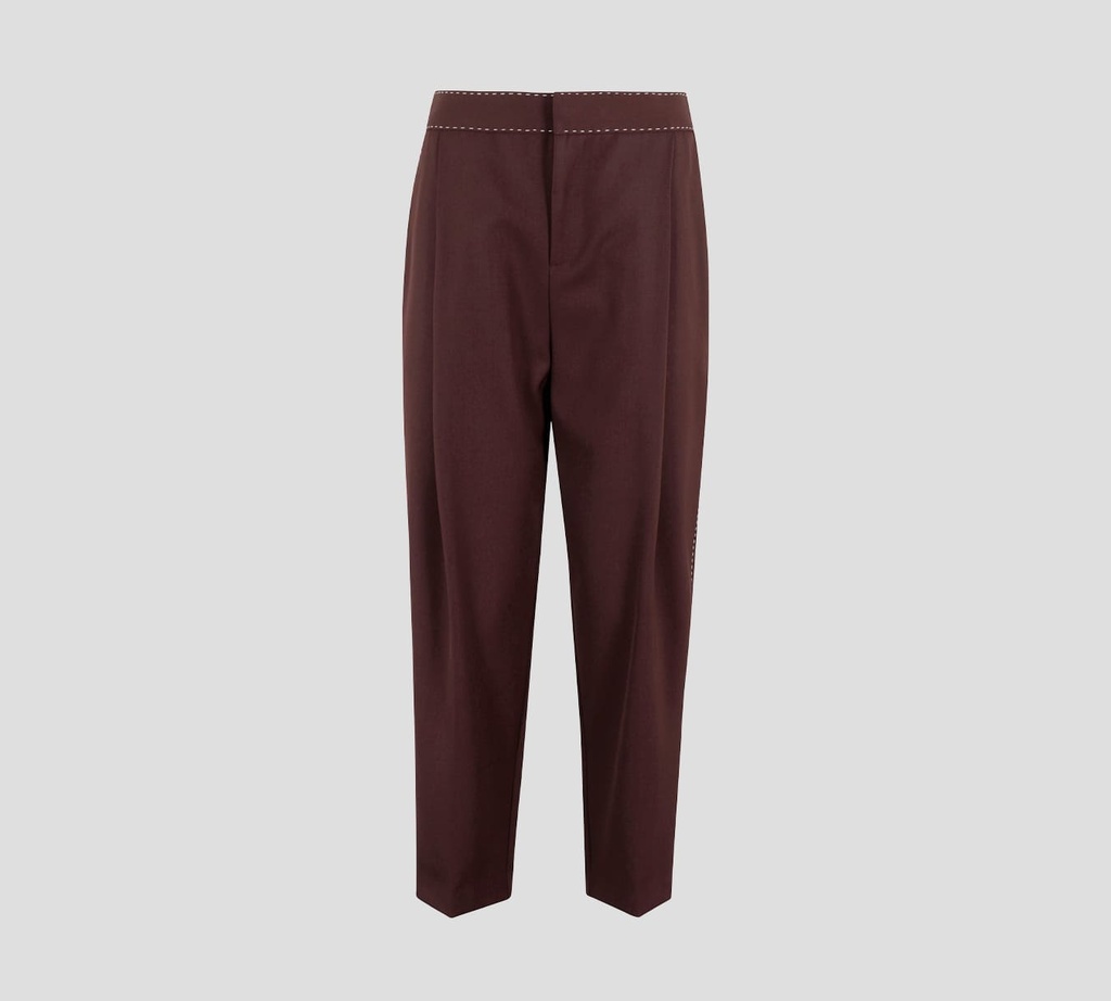 Elisabetta Franchi - PANTALÓN EN LANA FRESCA CON COSTURAS EN CONTRASTE