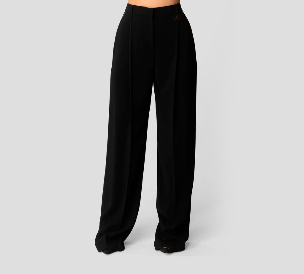 Elisabetta Franchi - PANTALÓN EN CREPÉ FLUIDO CORTE RECTO CON PINZA