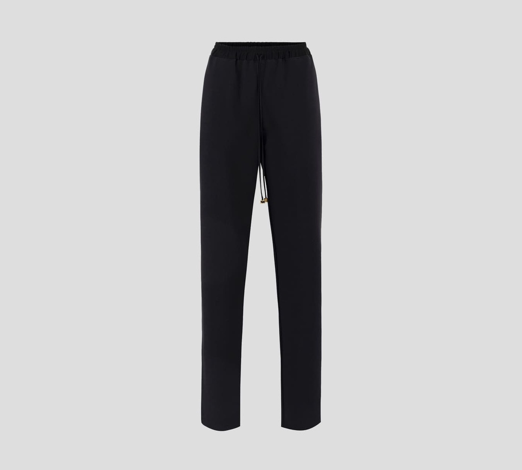 Elisabetta Franchi - PANTALON DE CREPÉ CON CINTURA ELÁSTICA Y TIRAS DE SATÉN